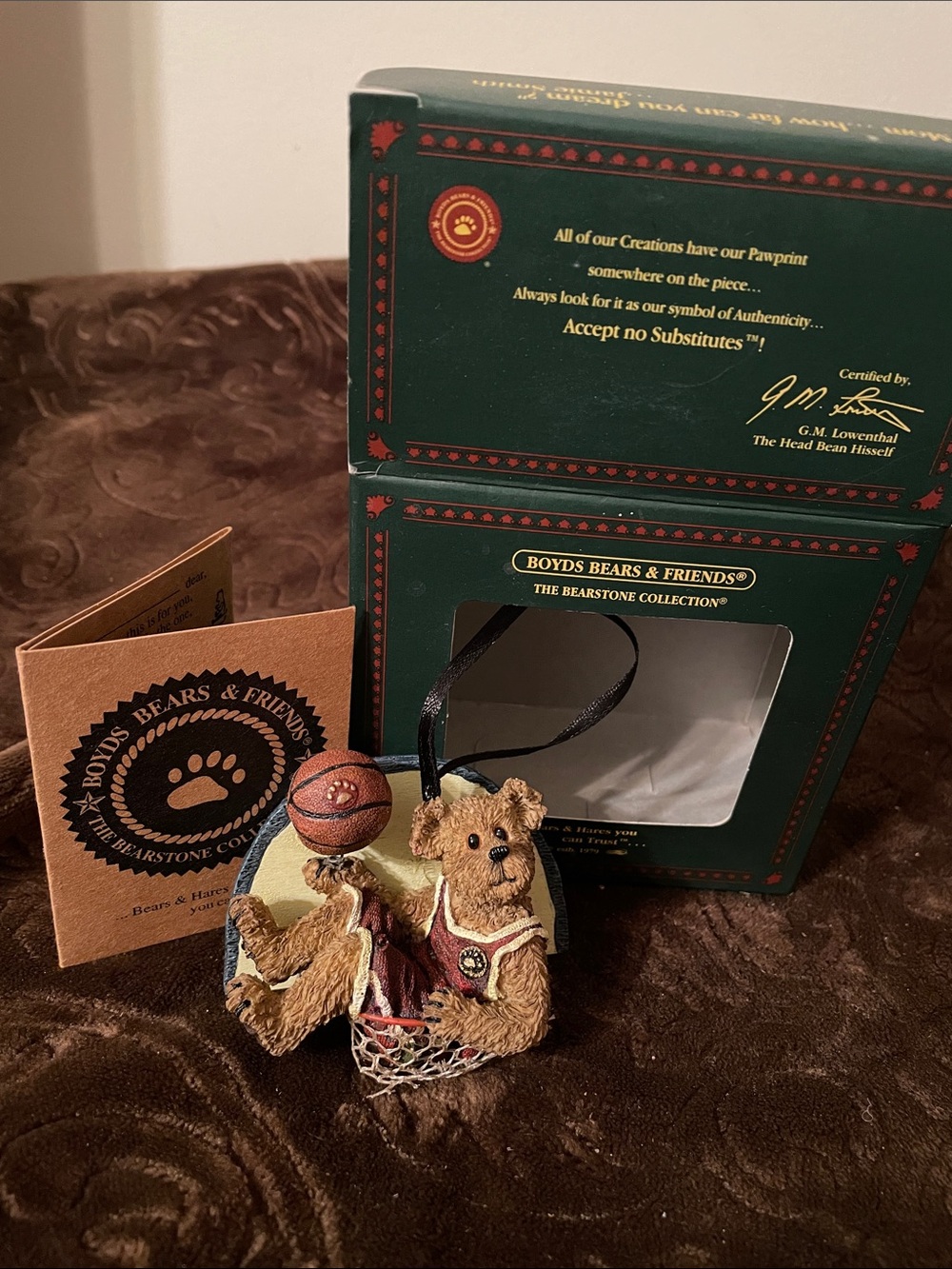 Boyds Bears Brown and Red Basketball Bear Ornament